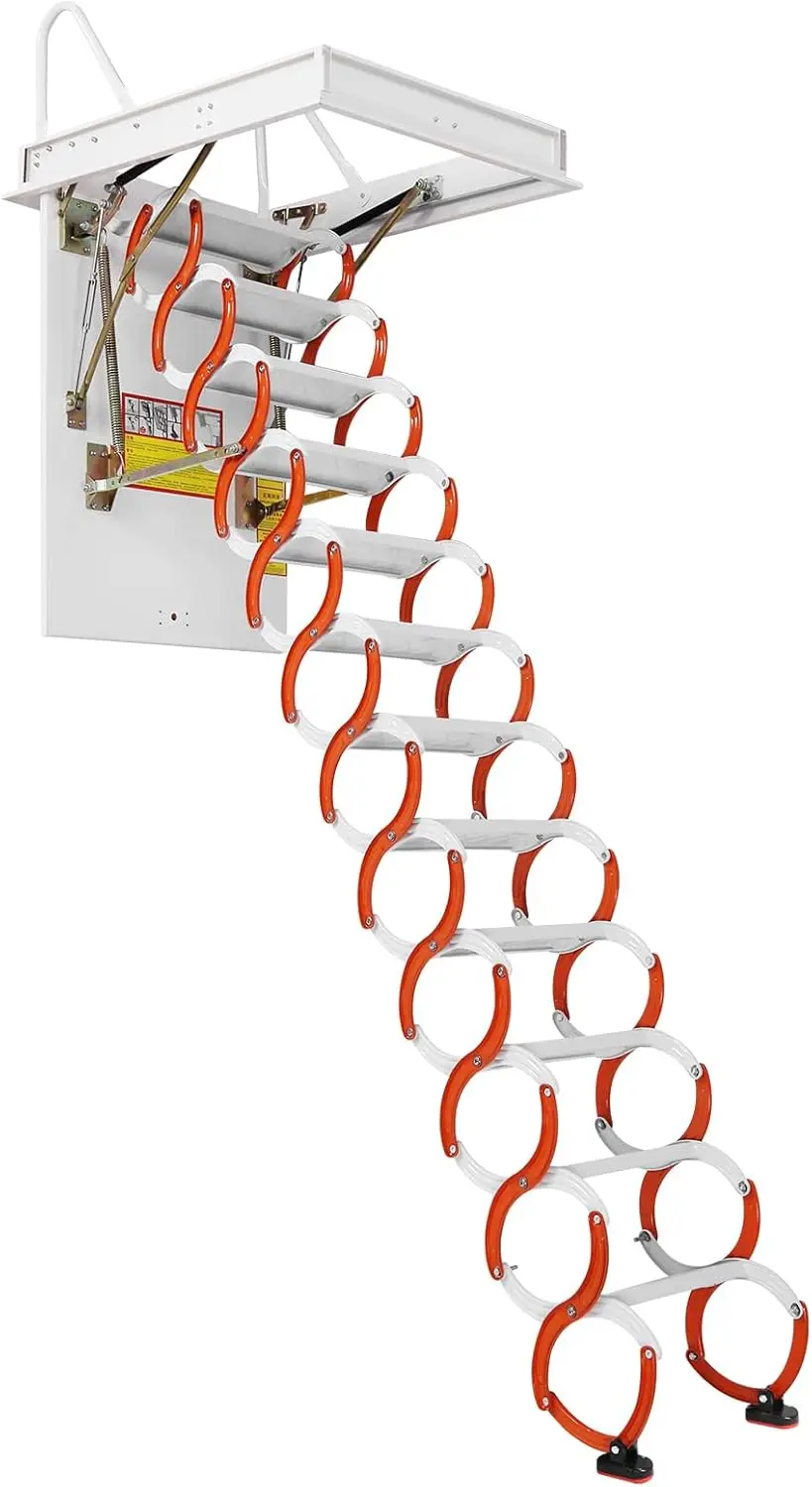 12-Step Wall Mounted Retractable Attic Ladder, 10.17ft Adjustable Folding Loft Stair with Handrails, Pull-Down Anti-Slip System,
12-Step Wall Mounted Retractable Attic Ladder, 10.17ft Adjustable Folding Loft Stair with Handrails, Pull-Down Anti-Slip System,