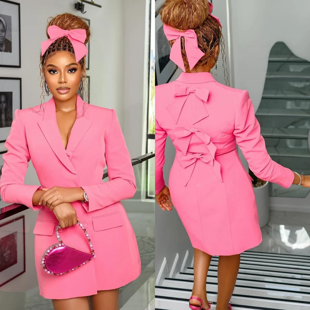 Customized Pink Women Blazer Dress Big Bow Peaked Lapel Formal Lady Wear Guest Party Mini Jacket One Piece
Customized Pink Women Blazer Dress Big Bow Peaked Lapel Formal Lady Wear Guest Party Mini Jacket One Piece