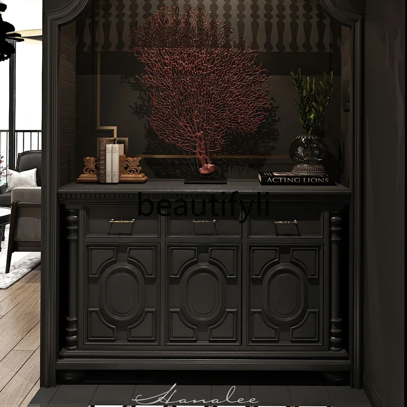 American light luxury solid wood porch cabinet modern retro living room side cabinet home decorative locker 
American light luxury solid wood porch cabinet modern retro living room side cabinet home decorative locker