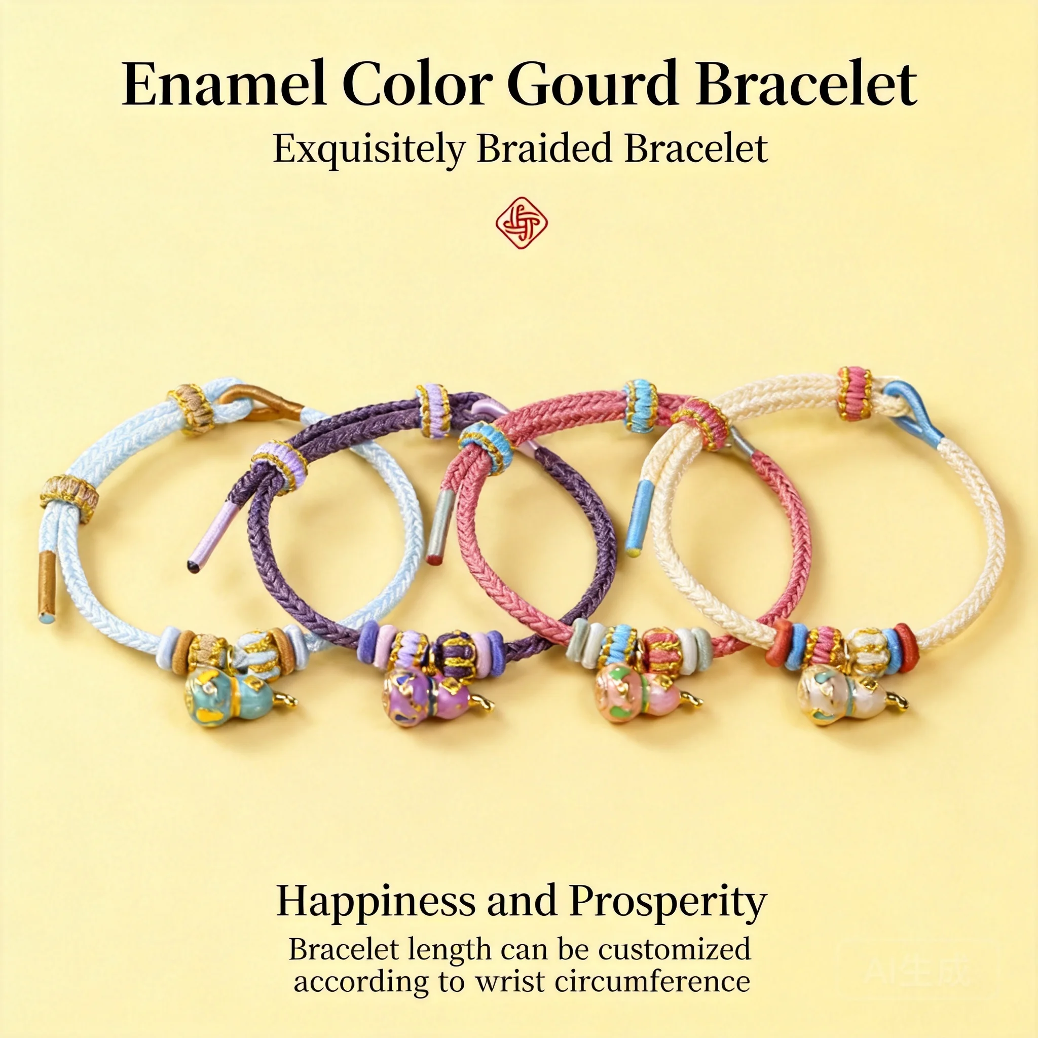 Chinese Style Lucky Enamel Gourd Handmade Braided Bracelet For Women Auspicious Blessing Adjustable Rope Suitable For New Year
Chinese Style Lucky Enamel Gourd Handmade Braided Bracelet For Women Auspicious Blessing Adjustable Rope Suitable For New Year