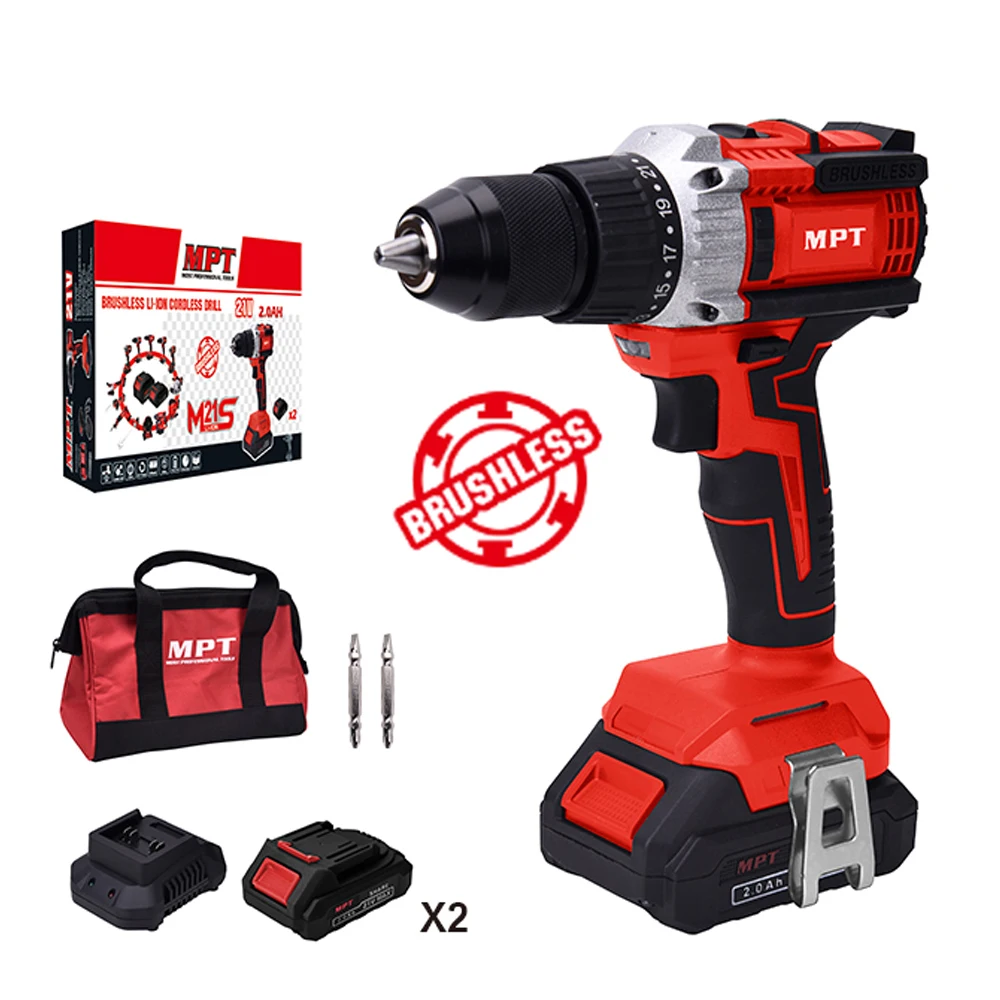 MPT 18V 21V Cordless Brushless Drill High Torque 60N.m Double Speed Adjustment Cordless Drilling Machines With Two Battery
MPT 18V 21V Cordless Brushless Drill High Torque 60N.m Double Speed Adjustment Cordless Drilling Machines With Two Battery