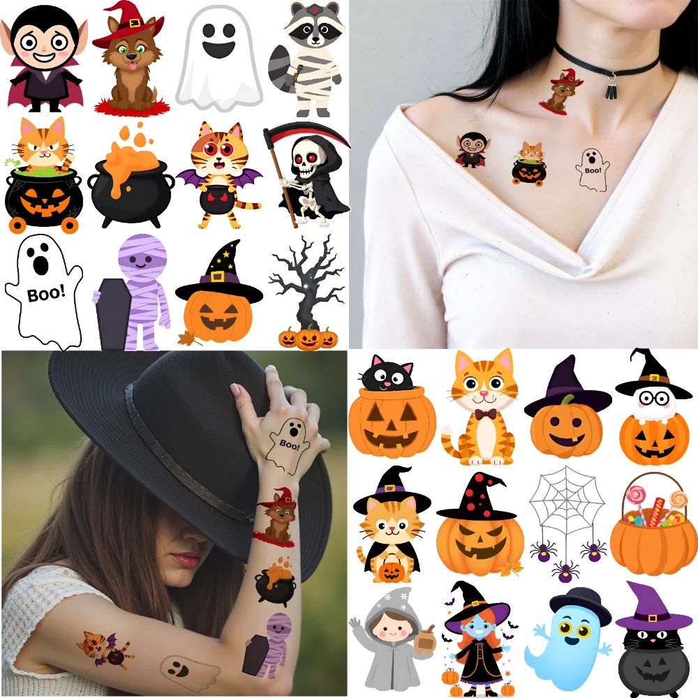 54pcs Temporary Tattoo Pumpkin Stickers Cartoon Spider Stickers Witch Stickers For Cheeks Arms
54pcs Temporary Tattoo Pumpkin Stickers Cartoon Spider Stickers Witch Stickers For Cheeks Arms