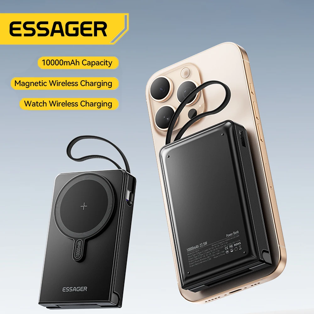 Essager 10000mAh Magnetic Power Bank 5 in 1 Wireless Fast Charger Stand With USB C Cable For Magsafe iPhone Watch Earbuds Xiaomi
Essager 10000mAh Magnetic Power Bank 5 in 1 Wireless Fast Charger Stand With USB C Cable For Magsafe iPhone Watch Earbuds Xiaomi