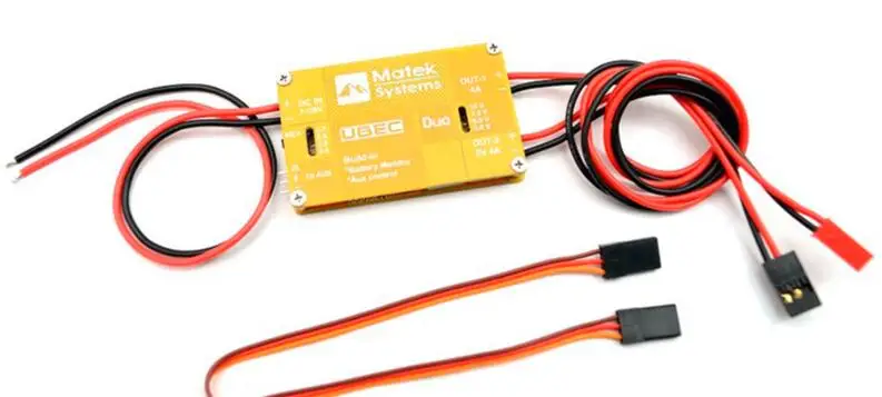 Matek UBEC DUO 4A/5~12V & 4A/5V Input voltage range: 7~26V (2~6S LiPoly battery) /Out-1: 5V, 6V, 7.2V, 12V (adjustable), 0~4A
Matek UBEC DUO 4A/5~12V & 4A/5V Input voltage range: 7~26V (2~6S LiPoly battery) /Out-1: 5V, 6V, 7.2V, 12V (adjustable), 0~4A