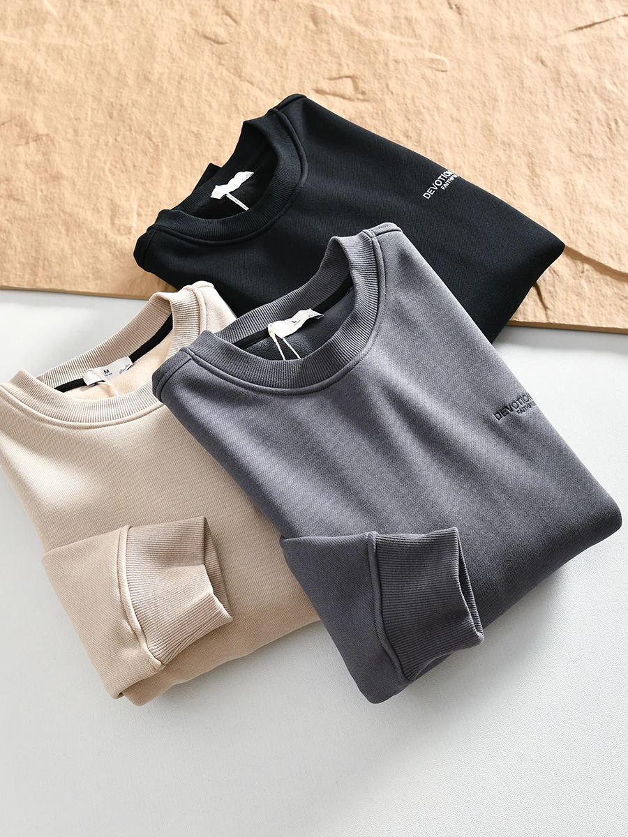 Thickened Fleece round Neck Sweatshirt Men's Fashion Casual Loose Fit Autumn Winter Cotton Polyester Blend Basic Style
Thickened Fleece round Neck Sweatshirt Men's Fashion Casual Loose Fit Autumn Winter Cotton Polyester Blend Basic Style