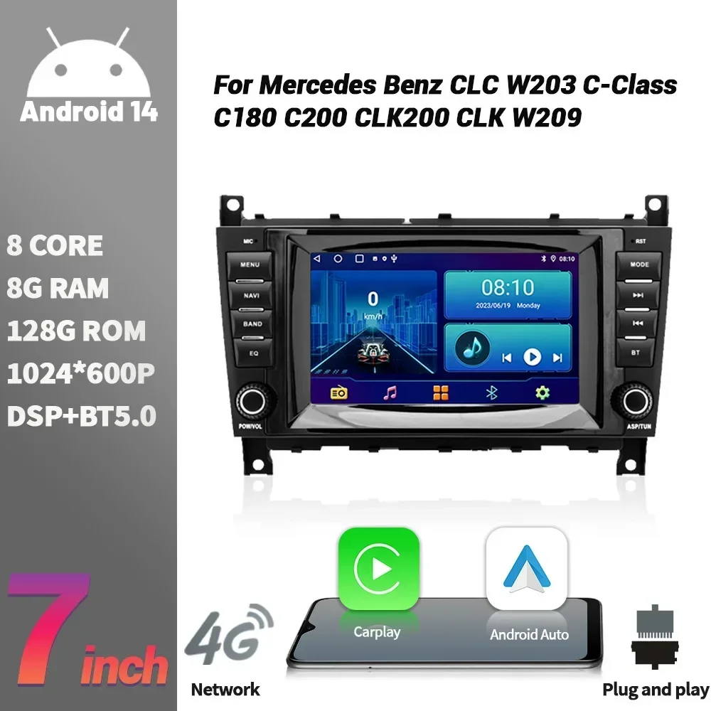 Для Mercedes Benz CLC W203 C-Class C180 C200 CLK200 CLK W209 Беспроводной Android Carplay Мультимедийный навигационный экран 2Din Head Unit
Для Mercedes Benz CLC W203 C-Class C180 C200 CLK200 CLK W209 Беспроводной Android Carplay Мультимедийный навигационный экран 2Din Head Unit