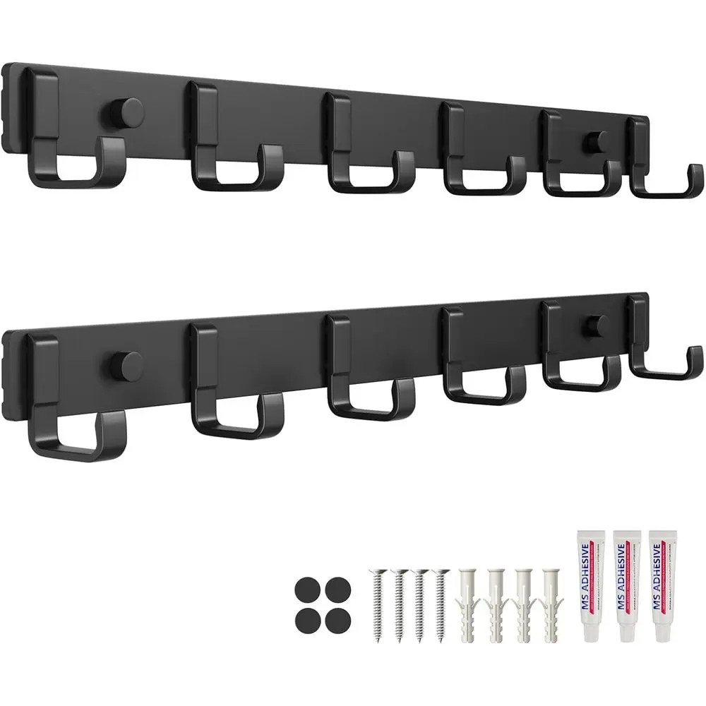 2-Pack 16-Inch Wall-Mounted Coat Rack with 6 Hooks for Compact Storage of Coats, Hats, and Bags in Entryway, Bedroom, or Closet
2-Pack 16-Inch Wall-Mounted Coat Rack with 6 Hooks for Compact Storage of Coats, Hats, and Bags in Entryway, Bedroom, or Closet