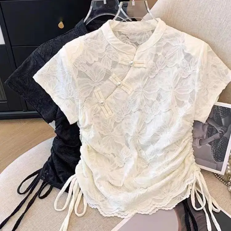 Cicio Top New Chinese Style Short-sleeved Stand Collar Improved Cheongsam Women's Blouse Casual Fashion Lace Daily Qipao Top
Cicio Top New Chinese Style Short-sleeved Stand Collar Improved Cheongsam Women's Blouse Casual Fashion Lace Daily Qipao Top