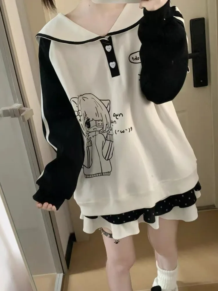 HOUZHOU Y2k Kawaii White Anime Juminocore Women Hoodies Cute Sailor Collar Long Sleeve Japanese Style Pullover Loose Aesthetic
HOUZHOU Y2k Kawaii White Anime Juminocore Women Hoodies Cute Sailor Collar Long Sleeve Japanese Style Pullover Loose Aesthetic