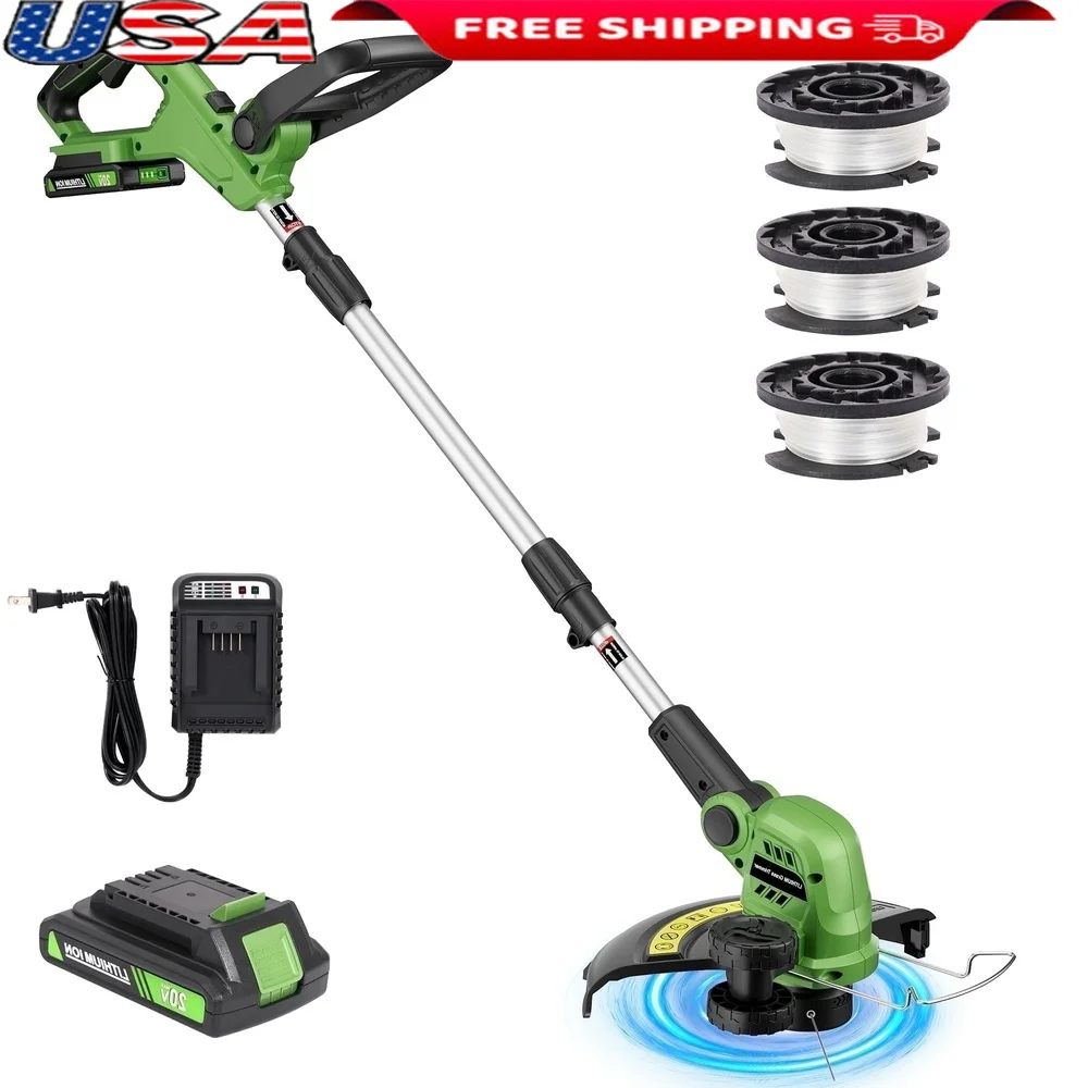20V 12 Inch Cordless String Trimmer Edger Adjustable Handle 3 in 1 Weed Eater 2Ah Battery Fast Charger Automatic Feed System
20V 12 Inch Cordless String Trimmer Edger Adjustable Handle 3 in 1 Weed Eater 2Ah Battery Fast Charger Automatic Feed System