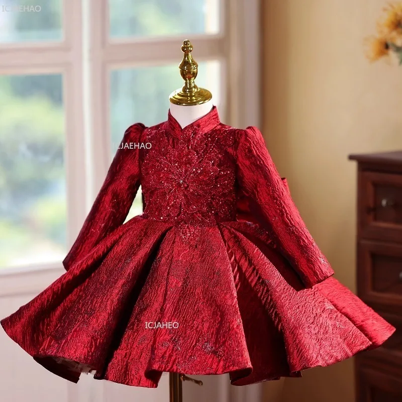 Girls Red Chinese Style Princess Dress Puffy Ball Gown Children Long Host Pageant Wedding Sleeve Party Dress Piano Performance
Girls Red Chinese Style Princess Dress Puffy Ball Gown Children Long Host Pageant Wedding Sleeve Party Dress Piano Performance