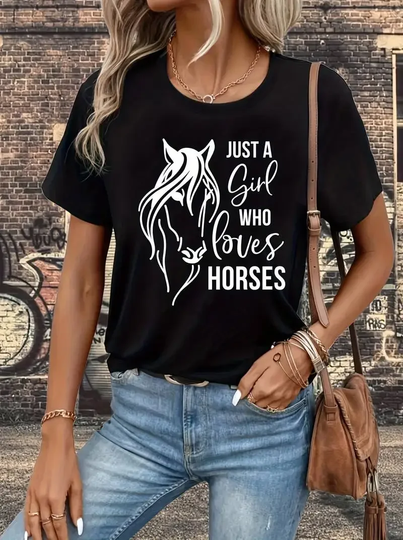 Футболка с принтом Just A Girl Who Loves Horses, повседневная свободная модная летняя футболка с короткими рукавами, топ, женская одежда
Футболка с принтом Just A Girl Who Loves Horses, повседневная свободная модная летняя футболка с короткими рукавами, топ, женская одежда