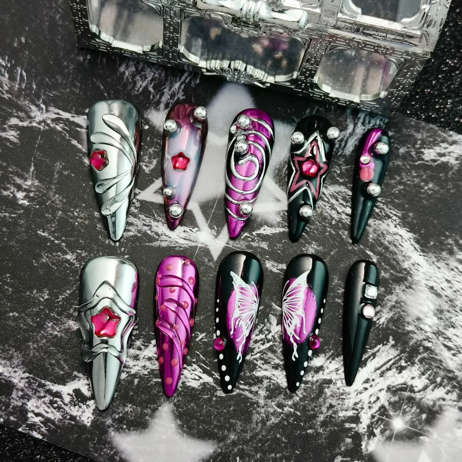 Прессованные накладные ногти ручной работы, искусственные ногти с яркими бабочками, длинно заостренный стиль, розово-красные клейкие накладные ногти, 10 шт.
Прессованные накладные ногти ручной работы, искусственные ногти с яркими бабочками, длинно заостренный стиль, розово-красные клейкие накладные ногти, 10 шт.