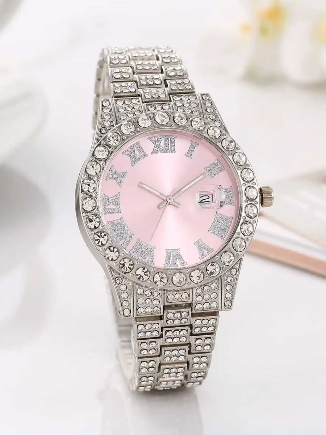 Hip hop watch set with diamond studded bracelet necklace and quartz large dial set
Hip hop watch set with diamond studded bracelet necklace and quartz large dial set