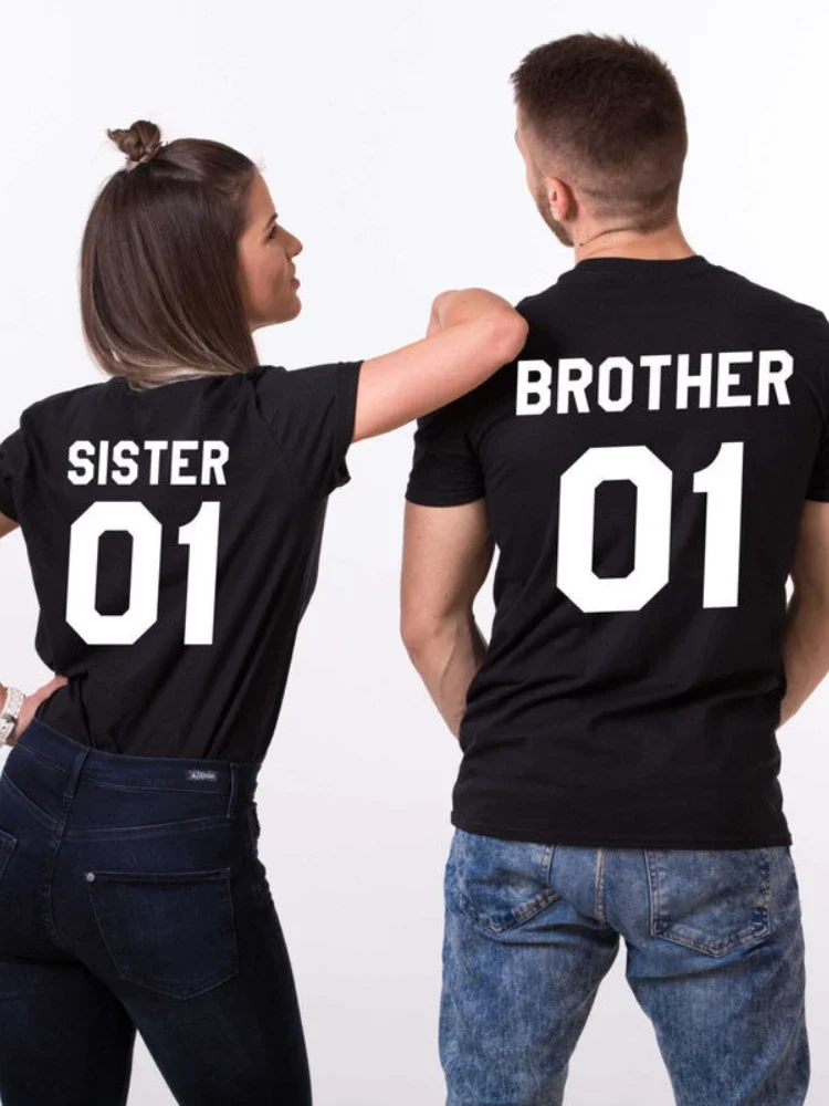 Brother Sister Letter Print T Shirt Women Short Sleeve O Neck Loose Tshirt Summer Fashion Women Man Tee Shirt Tops Clothes
Brother Sister Letter Print T Shirt Women Short Sleeve O Neck Loose Tshirt Summer Fashion Women Man Tee Shirt Tops Clothes