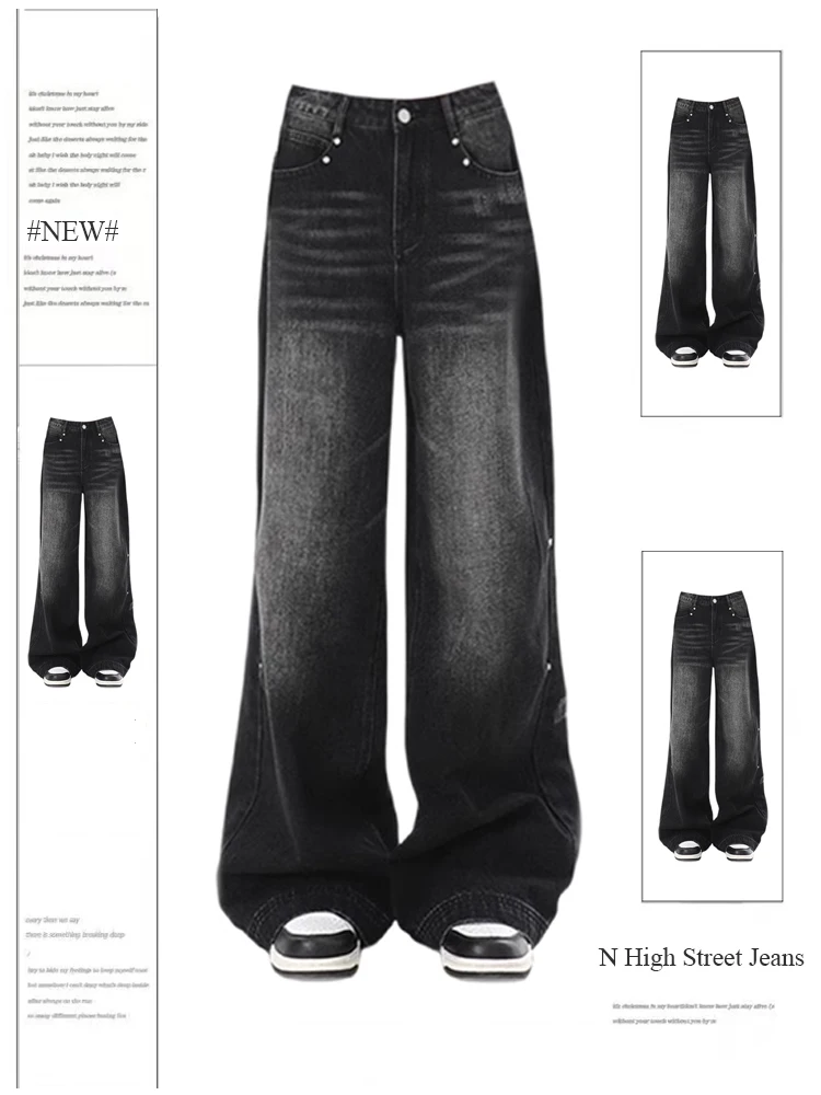 Women's Black Gothic Jeans Baggy Harajuku Y2k 90s Aesthetic Oversize High Waist Denim Trousers Jean Pants Vintage 2000s Clothes
Women's Black Gothic Jeans Baggy Harajuku Y2k 90s Aesthetic Oversize High Waist Denim Trousers Jean Pants Vintage 2000s Clothes