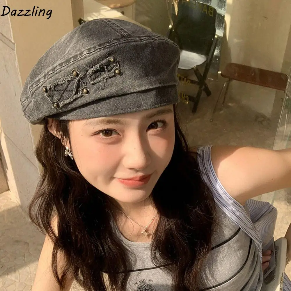 Adjustable Japanese Style Washed Cotton Demin Berets Rivet Patch Literary Painter Hat Khaki Visor Artist Cap Men/Women
Adjustable Japanese Style Washed Cotton Demin Berets Rivet Patch Literary Painter Hat Khaki Visor Artist Cap Men/Women