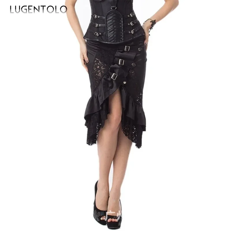 Lace Gothic Skirt Women Punk Rock Party High Waist Irregular Nwe Solid Female Fashion Street Personality Long Skirts
Lace Gothic Skirt Women Punk Rock Party High Waist Irregular Nwe Solid Female Fashion Street Personality Long Skirts