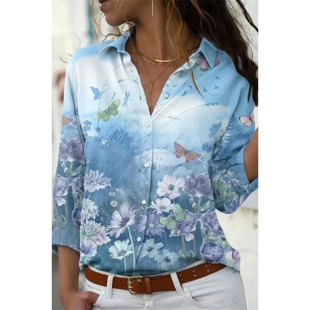 Floral 3d printed women's clothing, elegant single-cut shirts, casual long-sleeved shirts and summer button-down shirts blouse
Floral 3d printed women's clothing, elegant single-cut shirts, casual long-sleeved shirts and summer button-down shirts blouse