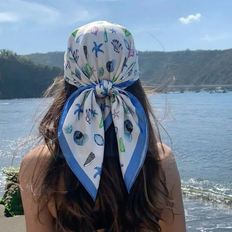 Women Silk Feeling Square Scarf Ocean Seashell Starfish Print Bandana Soft Satin Neck Hair Scarf Head Wrap Beach Daily Wear Gift
Women Silk Feeling Square Scarf Ocean Seashell Starfish Print Bandana Soft Satin Neck Hair Scarf Head Wrap Beach Daily Wear Gift