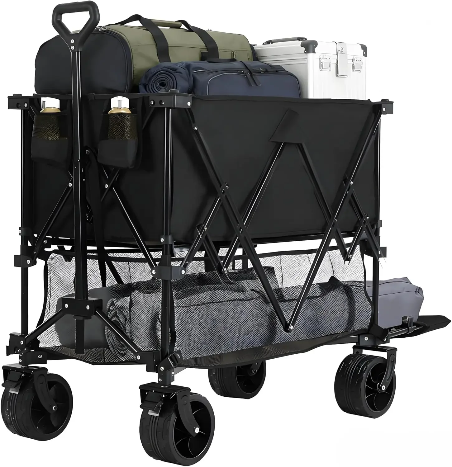 Large Capacity Folding Double Decker Wagon with Brakes, 440lbs Wagons Carts Foldable Wagon Cart with Flexible Handle, All-Terrai
Large Capacity Folding Double Decker Wagon with Brakes, 440lbs Wagons Carts Foldable Wagon Cart with Flexible Handle, All-Terrai