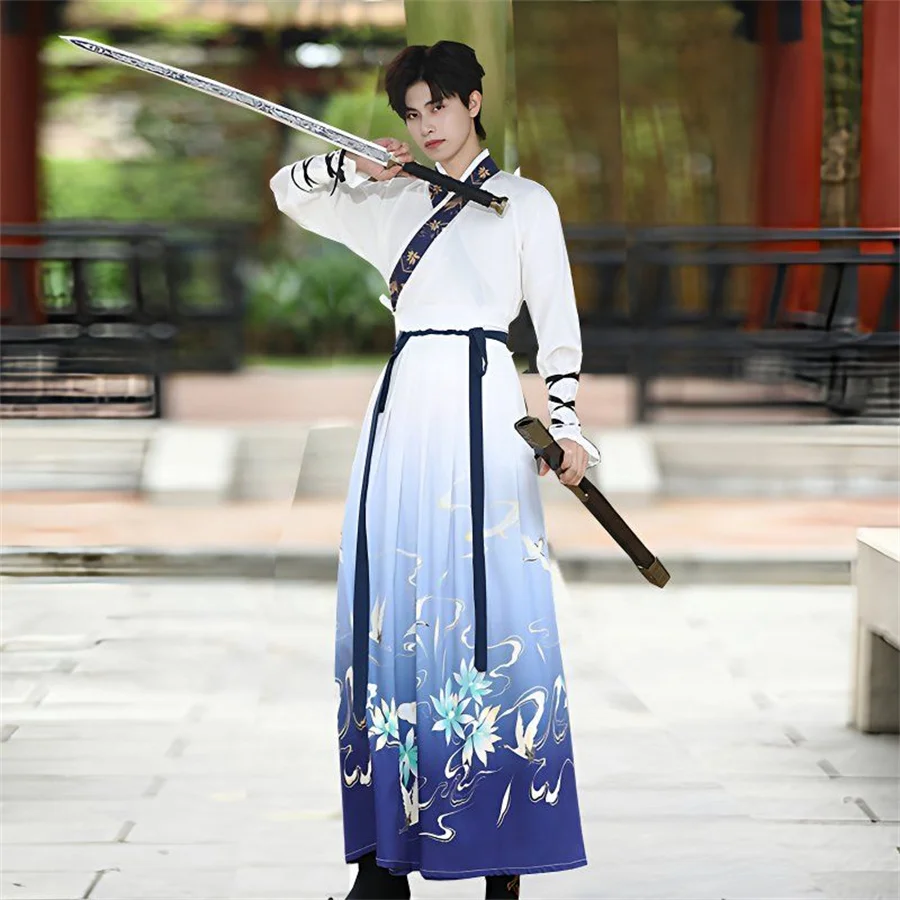 Chinese Hanfu Costume Men&Women Halloween Carnival Cosplay Costume Couples Party Outfit Ancient Blue Printed Hanfu Dress Large
Chinese Hanfu Costume Men&Women Halloween Carnival Cosplay Costume Couples Party Outfit Ancient Blue Printed Hanfu Dress Large