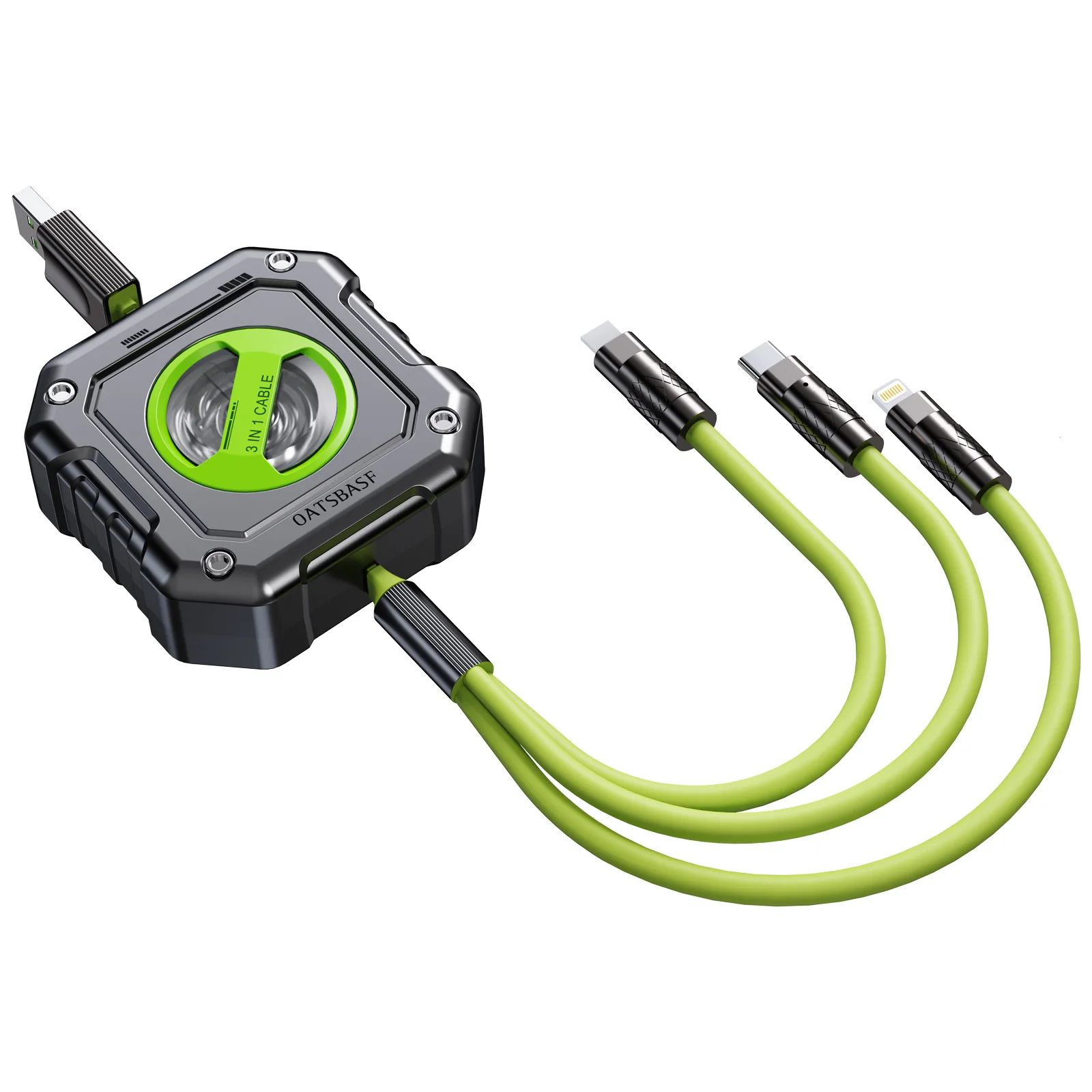 Oatsbasf 3 in 1 Charging Cable Retractable USB Charge Cable with Lightning &Type C & Micro USB Multiple Phone Fast Charger Cord
Oatsbasf 3 in 1 Charging Cable Retractable USB Charge Cable with Lightning &Type C & Micro USB Multiple Phone Fast Charger Cord