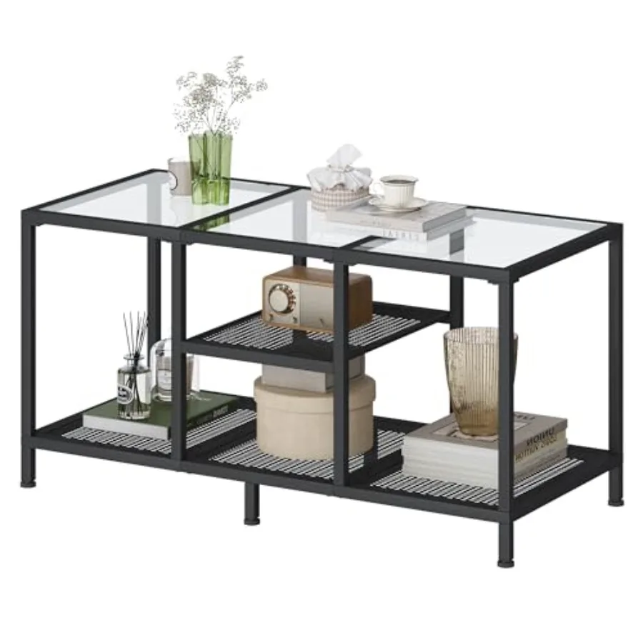 Glass Coffee Table, Coffee Tables for Living Room, Small Center Table, Modern Coffee Table with Open StorgeandMetal Frame, Rect
Glass Coffee Table, Coffee Tables for Living Room, Small Center Table, Modern Coffee Table with Open StorgeandMetal Frame, Rect