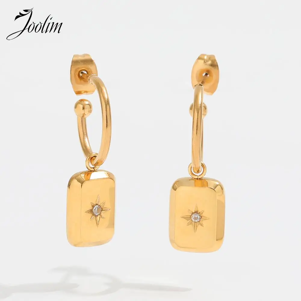 Joolim Jewelry High Quality PVD No Fade Dainty Hexagram Star Square Pendant Hoop Stainless Steel Earring for Women
Joolim Jewelry High Quality PVD No Fade Dainty Hexagram Star Square Pendant Hoop Stainless Steel Earring for Women