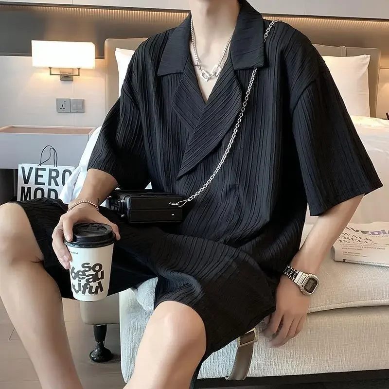Nylon Shirts Shorts Suits for Men Internet Celebrity Plain New in Tops & Tees Basic High Quality Trends Costumes Baggy Man Sets
Nylon Shirts Shorts Suits for Men Internet Celebrity Plain New in Tops & Tees Basic High Quality Trends Costumes Baggy Man Sets