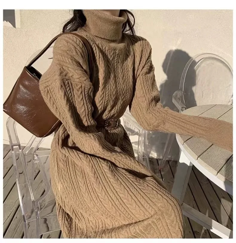 Fall/Winter 2024 New Fashionable Temperament High Neck Women's Pullover Sweater Long Knitted Twist Leggings Dress Women
Fall/Winter 2024 New Fashionable Temperament High Neck Women's Pullover Sweater Long Knitted Twist Leggings Dress Women