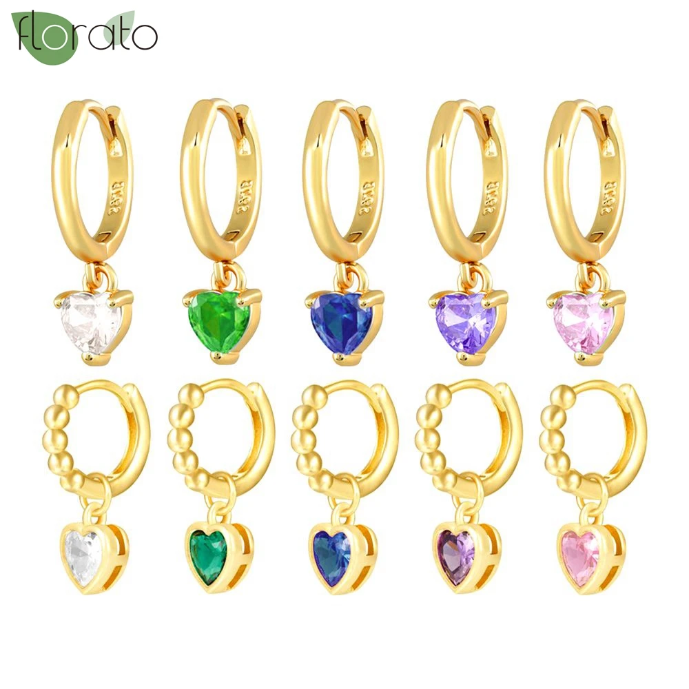 925 Sterling Silver Needle Multi Color Zircon Heart Pendants Drop Earrings Fashion Small Hoop Earrings for Women Cute Jewelry
925 Sterling Silver Needle Multi Color Zircon Heart Pendants Drop Earrings Fashion Small Hoop Earrings for Women Cute Jewelry