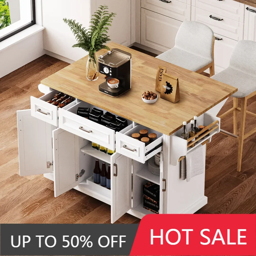 Kitchen Island with Rubber Wood Drop Leaf - Storage,Island Table on Wheels,Spice Rack,Towel Rack,Cabinet,Drawers for Dining Room
Kitchen Island with Rubber Wood Drop Leaf - Storage,Island Table on Wheels,Spice Rack,Towel Rack,Cabinet,Drawers for Dining Room