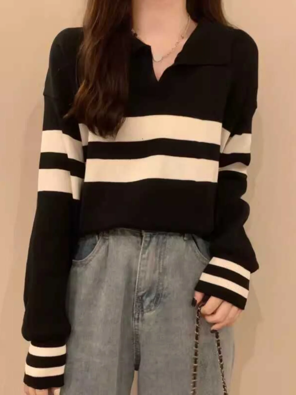 Slimming Effect Neck Long Sleeve Striped Knitted T-Shirt Women's Inner Wear Spring Autumn plus Size Loose Base Shirt
Slimming Effect Neck Long Sleeve Striped Knitted T-Shirt Women's Inner Wear Spring Autumn plus Size Loose Base Shirt
