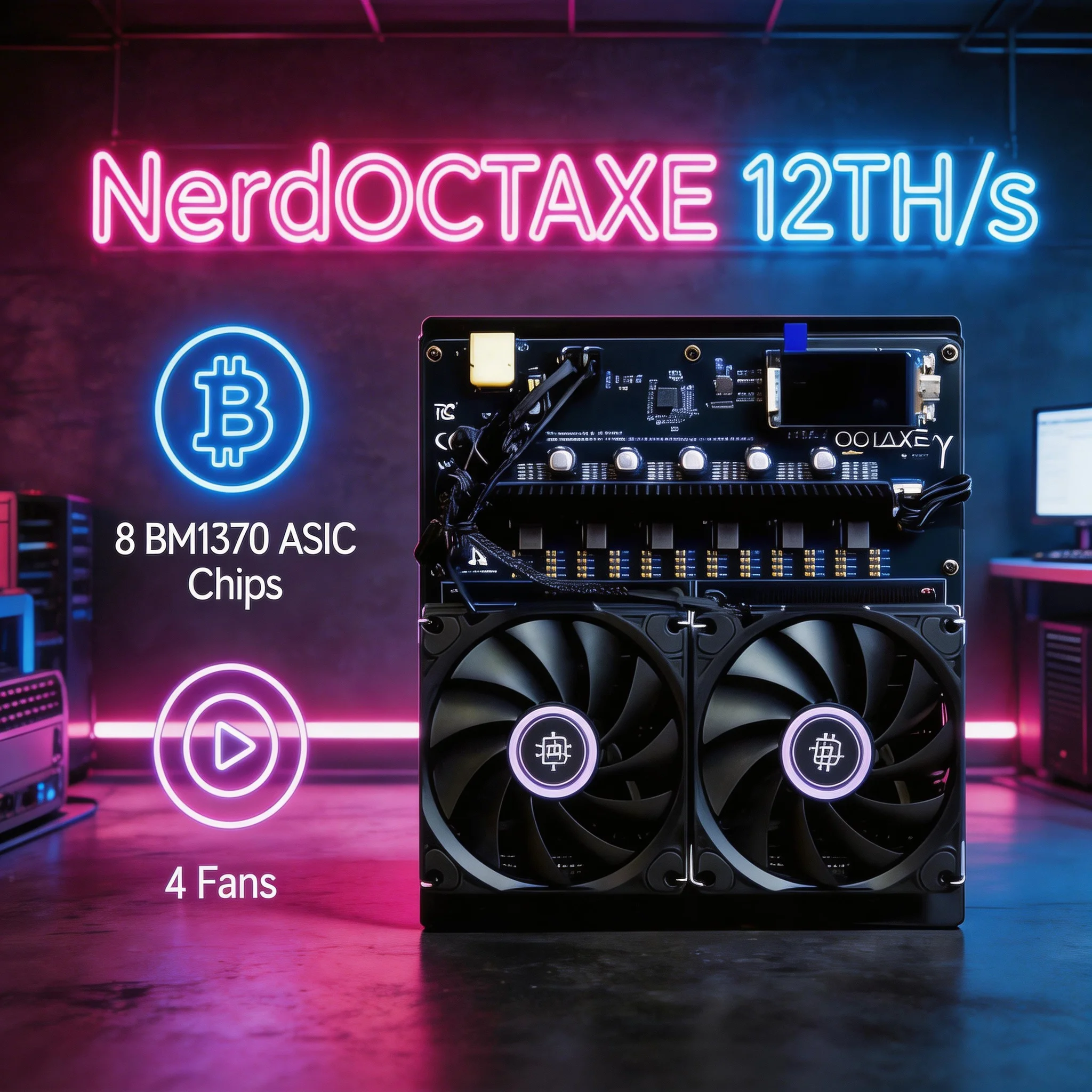 Stellapex NerdOCTAXE 12TH/s 200W Solo Miner 8×BM1370 SHA-256 Open Source Plug and Play Home Bitcoin Mining Machine for Beginners
Stellapex NerdOCTAXE 12TH/s 200W Solo Miner 8×BM1370 SHA-256 Open Source Plug and Play Home Bitcoin Mining Machine for Beginners