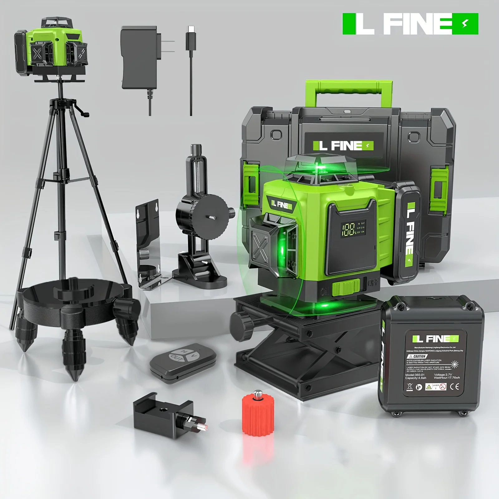 16-Line 4D Green Laser Level with Tripod, 360° Self-Leveling Rotary Cross Line, High-Precision Auto-Leveling Tool, Rechargeable Lithium Battery, Vertical & Horizontal Lines for Hanging Pictures, Tiling, Home Decoration, Indoor Construction
16-Line 4D Green Laser Level with Tripod, 360° Self-Leveling Rotary Cross Line, High-Precision Auto-Leveling Tool, Rechargeable Lithium Battery, Vertical & Horizontal Lines for Hanging Pictures, Tiling, Home Decoration, Indoor Construction