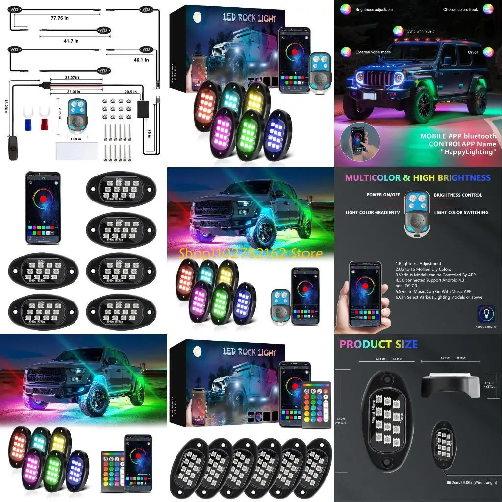 547B Universal LED Rock Lights 12 LEDs Underglow Lights for Truck Pickups Car ATV UTV SUV Remote Control Trail Rig Lamp
547B Universal LED Rock Lights 12 LEDs Underglow Lights for Truck Pickups Car ATV UTV SUV Remote Control Trail Rig Lamp