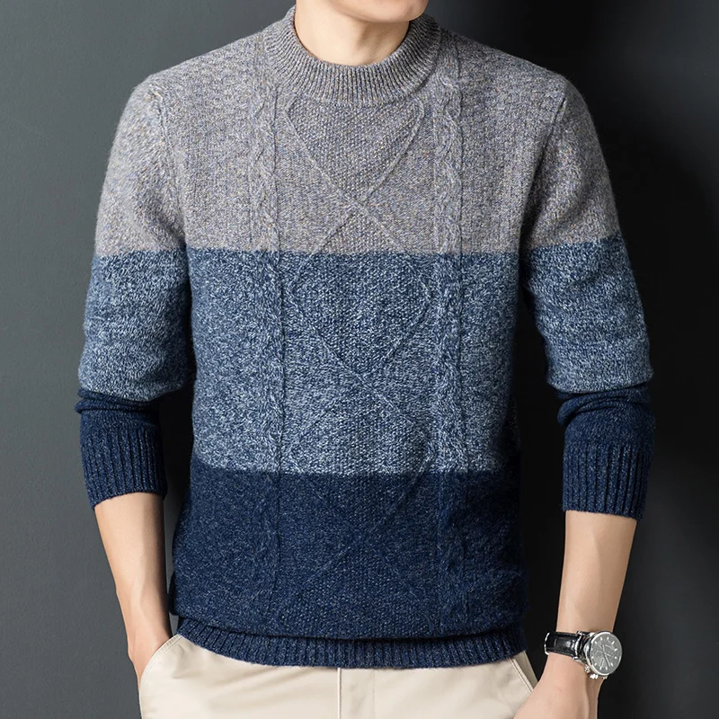 sweater Fashion color matching neck pullover round men's padded 200% pure sweater loose plus size bottoming sweater top.
sweater Fashion color matching neck pullover round men's padded 200% pure sweater loose plus size bottoming sweater top.