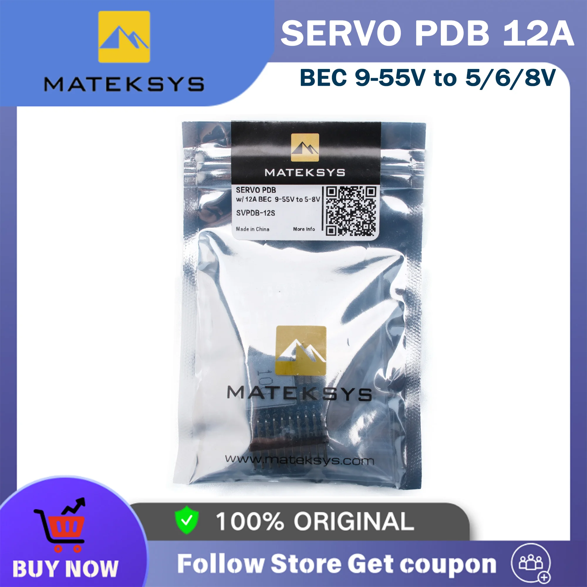MATEK Mateksys SVPDB PDB 12A with 12S BEC 9-55V TO 5/6/8V Power Distribution Board for RC Airplane Fixed-Wing Servo DIY Parts
MATEK Mateksys SVPDB PDB 12A with 12S BEC 9-55V TO 5/6/8V Power Distribution Board for RC Airplane Fixed-Wing Servo DIY Parts