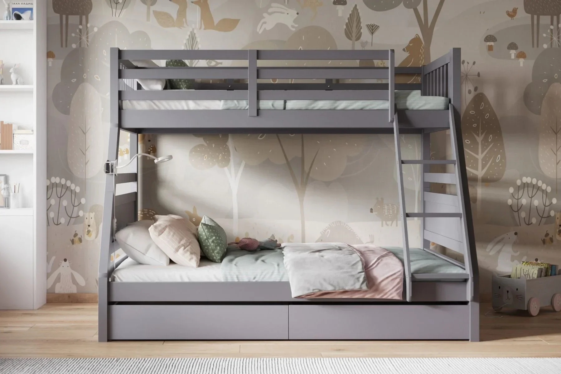 # Space Saving Wood 3 Tier Bunk Bed Triple Bunk Bed With Trundle Bedroom Furniture #
# Space Saving Wood 3 Tier Bunk Bed Triple Bunk Bed With Trundle Bedroom Furniture #