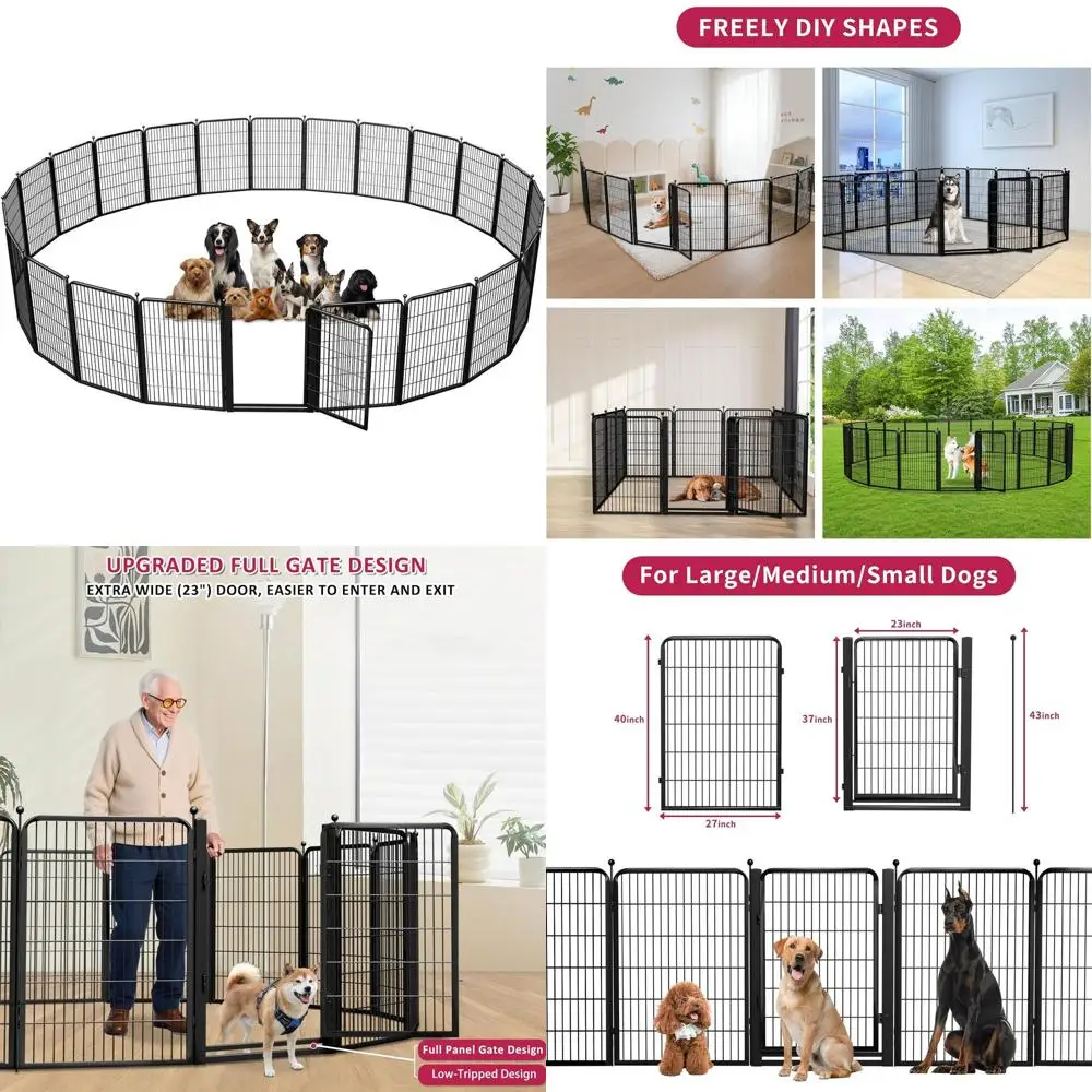 Outdoor 40 Tall 24-Panel Pet Playpen with Wide Gate, Portable for Dogs, Indoor/Outdoor Use, Ideal for RV Camping
Outdoor 40 Tall 24-Panel Pet Playpen with Wide Gate, Portable for Dogs, Indoor/Outdoor Use, Ideal for RV Camping