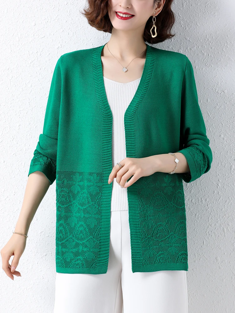 Solid Female Cardigans Sweater Autumn Spring Long Sleeve Embroidery Hollow Knitted Sweaters Women Cardigan
Solid Female Cardigans Sweater Autumn Spring Long Sleeve Embroidery Hollow Knitted Sweaters Women Cardigan