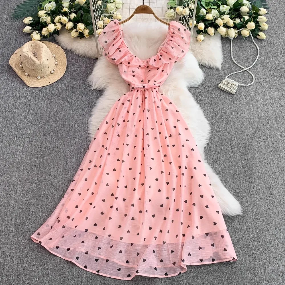 Pink Elegant Dress Women Sleeveless Dot Printed Ruffles Summer Streetwear Clothing Lady Runway Design Chic Vestidos Bodycon
Pink Elegant Dress Women Sleeveless Dot Printed Ruffles Summer Streetwear Clothing Lady Runway Design Chic Vestidos Bodycon
