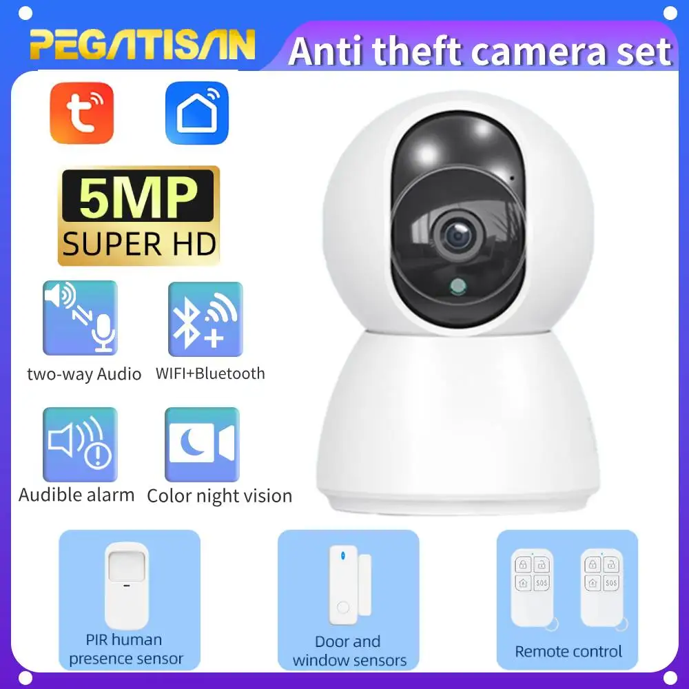 Wireless Home Surveillance System 5MP HD WiFi Camera Siren and Doorsensor PTZ 355° Viewing PIR Human Sensor and Remote Control
Wireless Home Surveillance System 5MP HD WiFi Camera Siren and Doorsensor PTZ 355° Viewing PIR Human Sensor and Remote Control