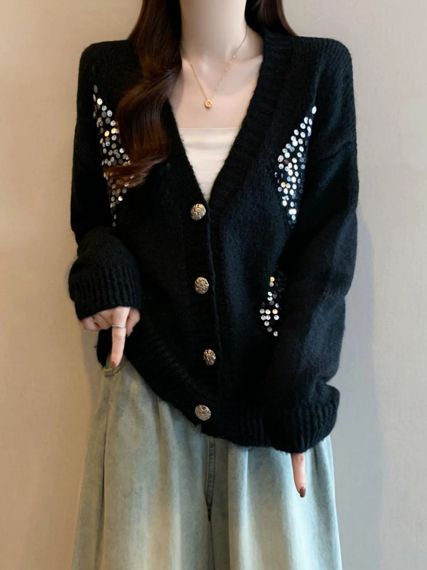 Korean Sle Sequin Knitted Open Cardigan Women's plus Size Soft Lazy Sle Outerwear Sweater Spring 2026 Trendy Large Size
Korean Sle Sequin Knitted Open Cardigan Women's plus Size Soft Lazy Sle Outerwear Sweater Spring 2026 Trendy Large Size