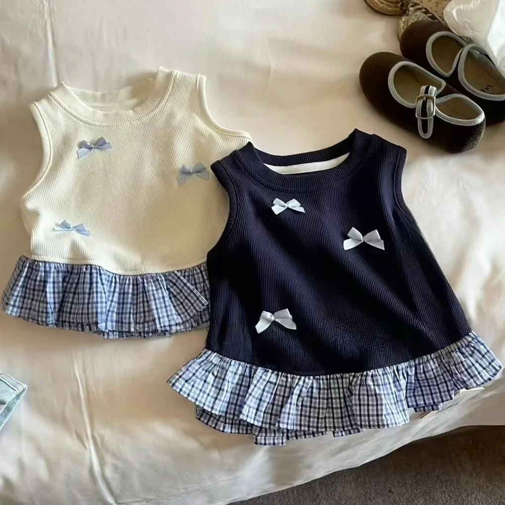 Girl Baby Summer Sweet Tank Top 2025 New Bow Grid Mushroom Skirt Edge T-shirt kids clothes
Girl Baby Summer Sweet Tank Top 2025 New Bow Grid Mushroom Skirt Edge T-shirt kids clothes