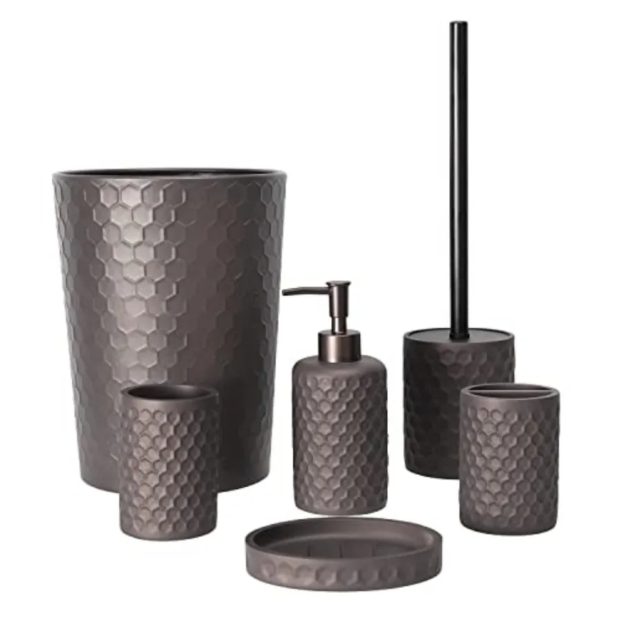 Bathroom Accessory Set - 6 pcs Bronze Bathroom Accessories Set with Trash Can, Toothbrush Holder, Toothbrush Cup, Soap Dispense
Bathroom Accessory Set - 6 pcs Bronze Bathroom Accessories Set with Trash Can, Toothbrush Holder, Toothbrush Cup, Soap Dispense