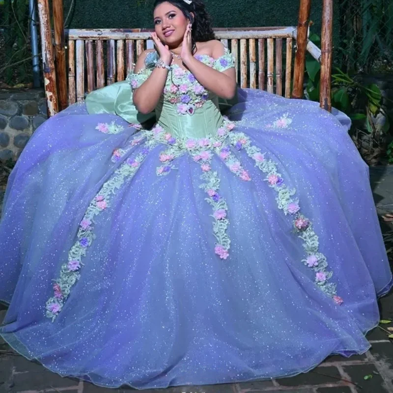 Блестящее фиолетовое платье Quinceanera с открытыми плечами по индивидуальному заказу, кружевное платье с блестками и аппликацией, тюлевое платье с 3D цветами, платья de 15, Quinceanera
Блестящее фиолетовое платье Quinceanera с открытыми плечами по индивидуальному заказу, кружевное платье с блестками и аппликацией, тюлевое платье с 3D цветами, платья de 15, Quinceanera