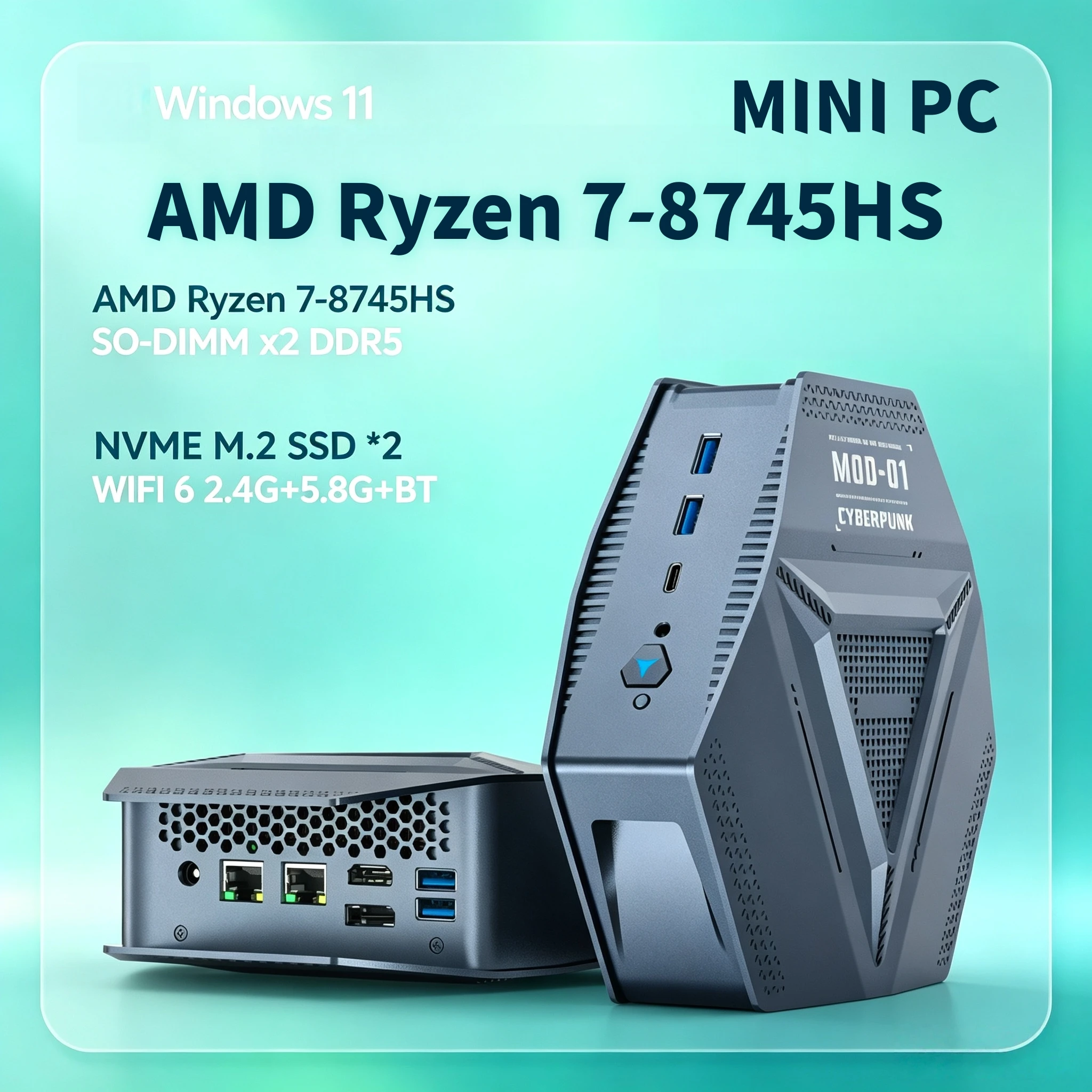AMD Ryzen 7 8745HS Micro Desktop 2x25G RJ45 Dual DDR5 NVMe 3xDisplay Win11 HD DP Type C Mini PC Office Pro Speed Computer
AMD Ryzen 7 8745HS Micro Desktop 2x25G RJ45 Dual DDR5 NVMe 3xDisplay Win11 HD DP Type C Mini PC Office Pro Speed Computer
