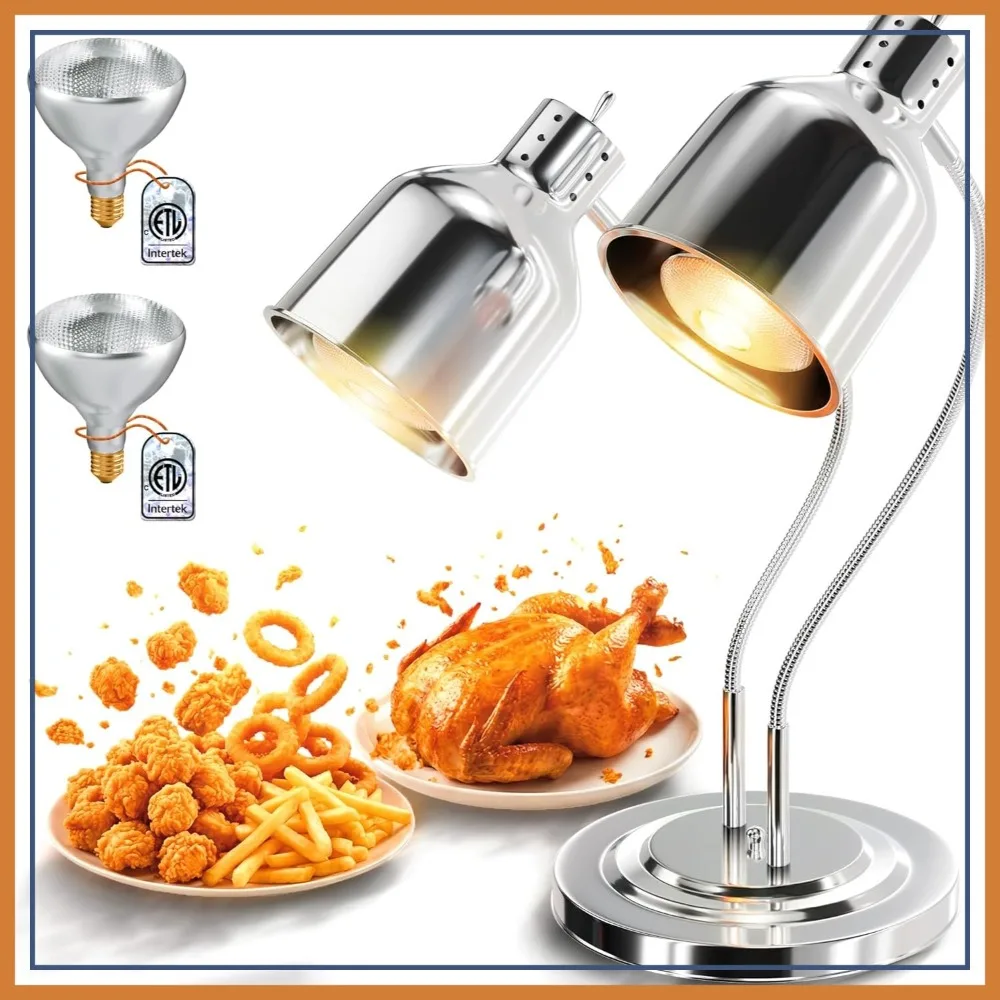 500W Fast-Heating 2-Head Food Warmer Light, ETL-Certified Heat Lamp for Restaurant, Catering, Buffet, Stainless Steel Base
500W Fast-Heating 2-Head Food Warmer Light, ETL-Certified Heat Lamp for Restaurant, Catering, Buffet, Stainless Steel Base